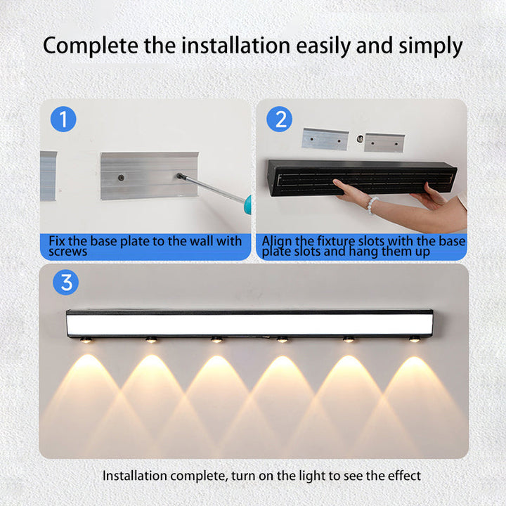 Modern Minimalist Solar Waterproof Motion Sensor Acrylic Aluminum & Stainless Steel Rectangular LED Wall Sconce Lamp For Outdoor Patio | Bowlift