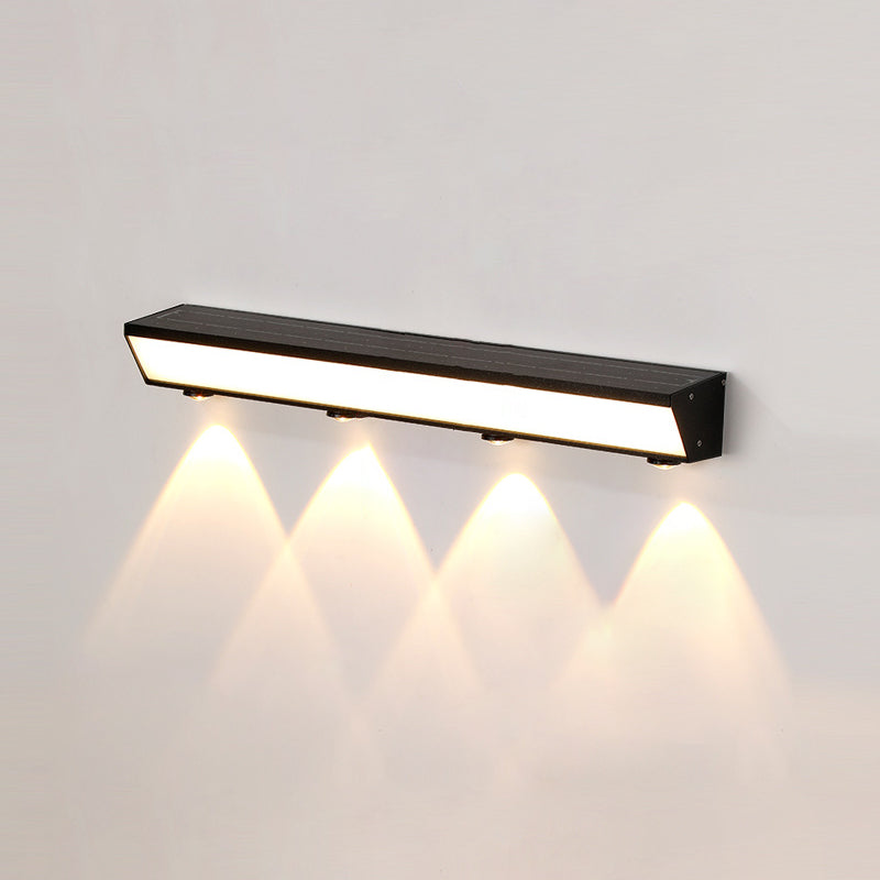 Modern Minimalist Solar Waterproof Motion Sensor Acrylic Aluminum & Stainless Steel Rectangular LED Wall Sconce Lamp For Outdoor Patio | Bowlift