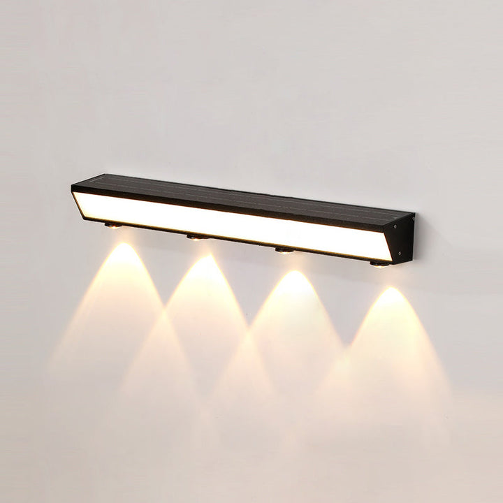 Modern Minimalist Solar Waterproof Motion Sensor Acrylic Aluminum & Stainless Steel Rectangular LED Wall Sconce Lamp For Outdoor Patio | Bowlift