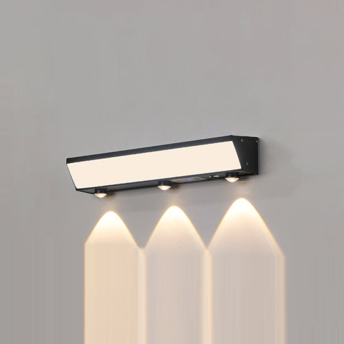 Modern Minimalist Solar Waterproof Motion Sensor Acrylic Aluminum & Stainless Steel Rectangular LED Wall Sconce Lamp For Outdoor Patio | Bowlift