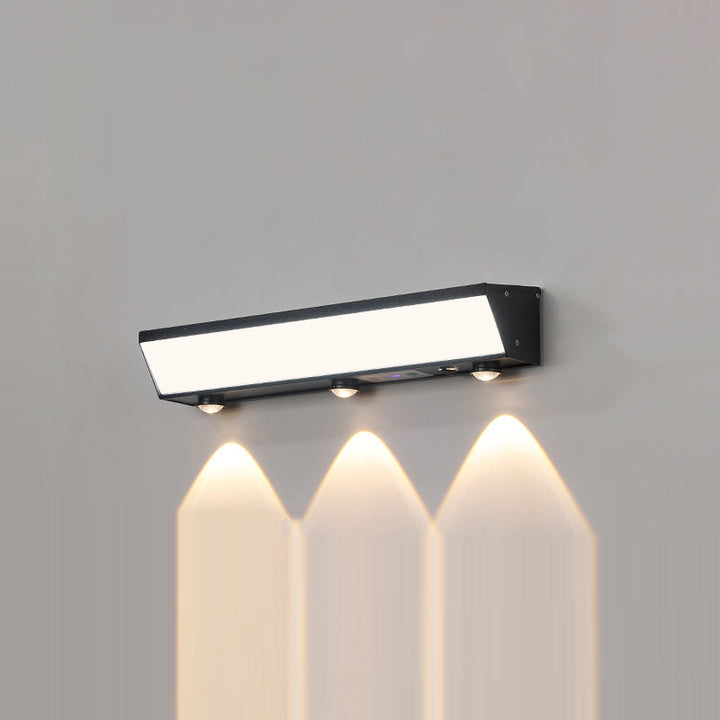 Modern Minimalist Solar Waterproof Motion Sensor Acrylic Aluminum & Stainless Steel Rectangular LED Wall Sconce Lamp For Outdoor Patio | Bowlift