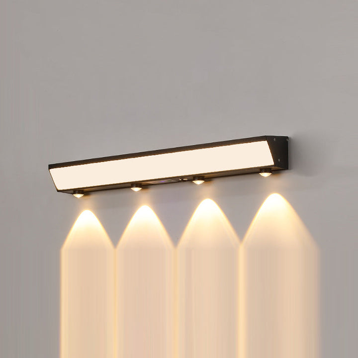 Modern Minimalist Solar Waterproof Motion Sensor Acrylic Aluminum & Stainless Steel Rectangular LED Wall Sconce Lamp For Outdoor Patio | Bowlift