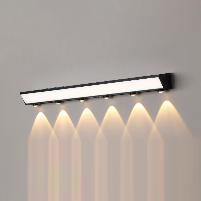 Modern Minimalist Solar Waterproof Motion Sensor Acrylic Aluminum & Stainless Steel Rectangular LED Wall Sconce Lamp For Outdoor Patio | Bowlift