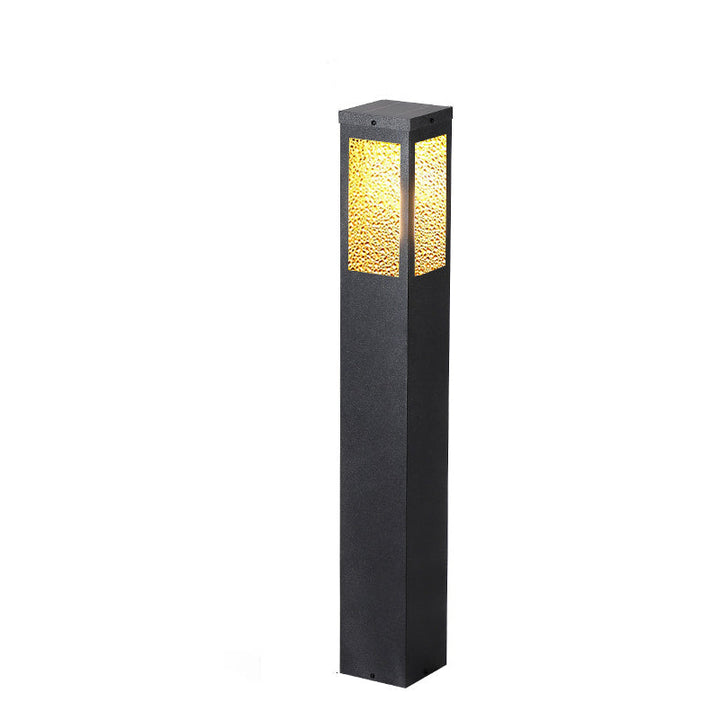 Modern Minimalist Waterproof Metal & Glass Diamond-Textured Pillar 1-Light Outdoor Light For Garden & Outdoor Patio | Bowlift