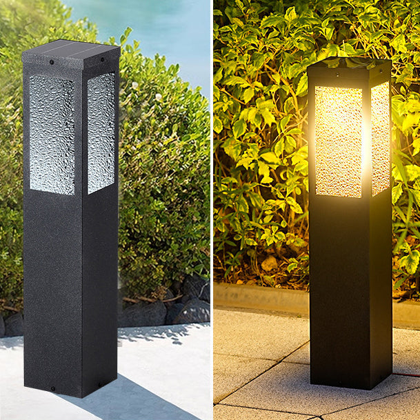 Modern Minimalist Waterproof Metal & Glass Diamond-Textured Pillar 1-Light Outdoor Light For Garden & Outdoor Patio | Bowlift