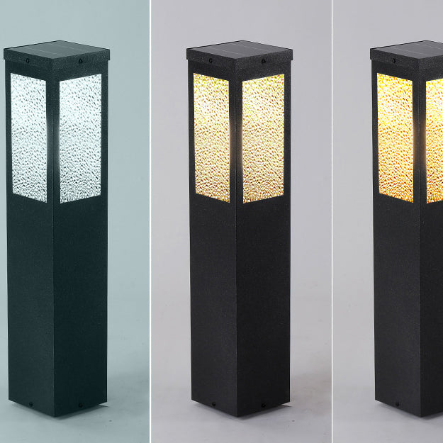 Modern Minimalist Waterproof Metal & Glass Diamond-Textured Pillar 1-Light Outdoor Light For Garden & Outdoor Patio | Bowlift