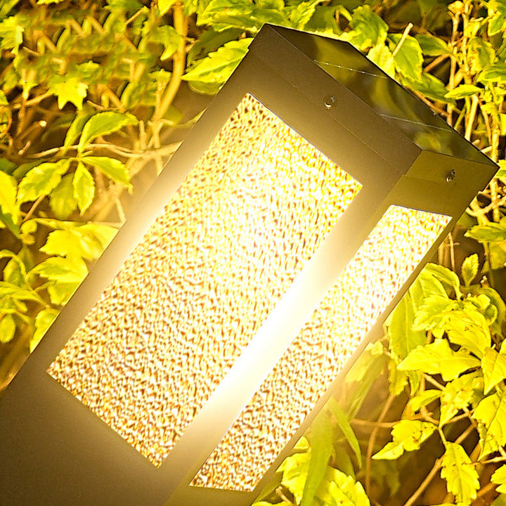 Modern Minimalist Waterproof Metal & Glass Diamond-Textured Pillar 1-Light Outdoor Light For Garden & Outdoor Patio | Bowlift