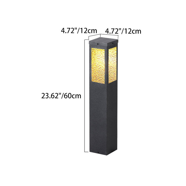 Modern Minimalist Waterproof Metal & Glass Diamond-Textured Pillar 1-Light Outdoor Light For Garden & Outdoor Patio | Bowlift