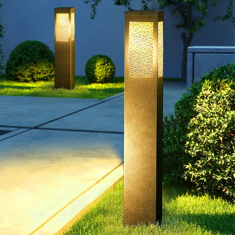 Modern Minimalist Waterproof Metal & Glass Diamond-Textured Pillar 1-Light Outdoor Light For Garden & Outdoor Patio | Bowlift