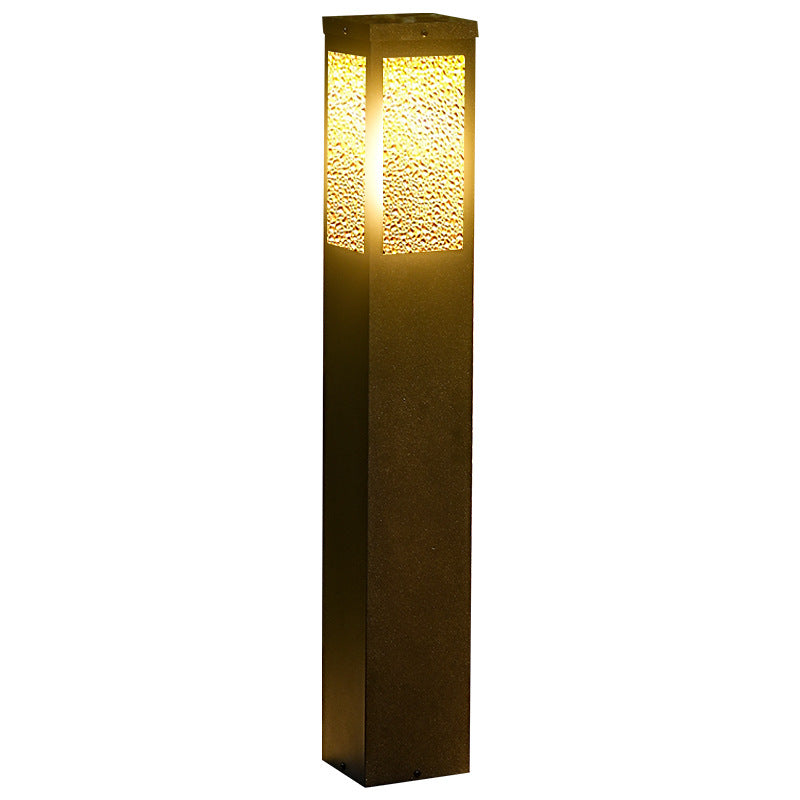 Modern Minimalist Waterproof Metal & Glass Diamond-Textured Pillar 1-Light Outdoor Light For Garden & Outdoor Patio | Bowlift