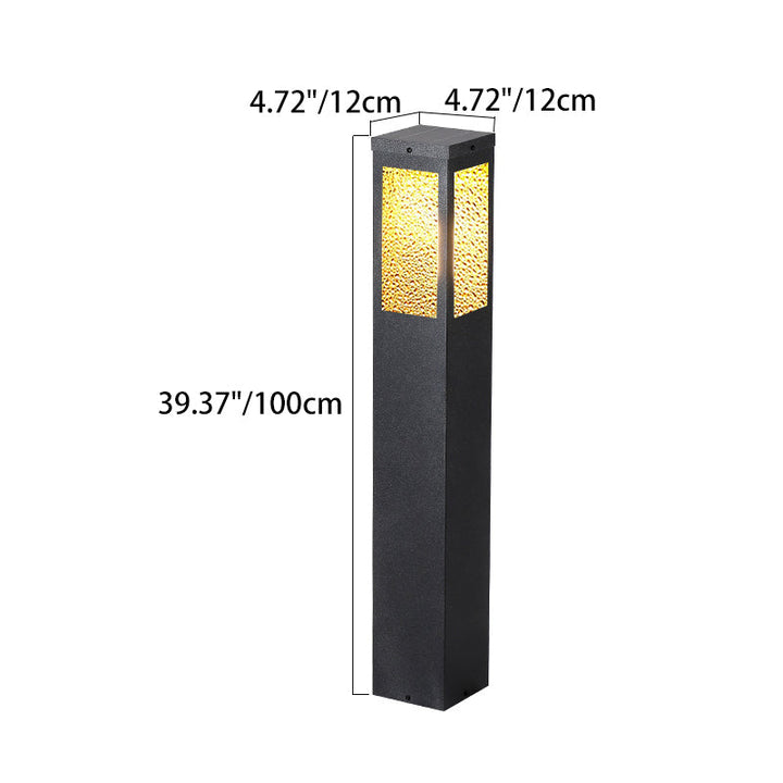 Modern Minimalist Waterproof Metal & Glass Diamond-Textured Pillar 1-Light Outdoor Light For Garden & Outdoor Patio | Bowlift