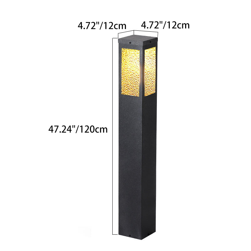 Modern Minimalist Waterproof Metal & Glass Diamond-Textured Pillar 1-Light Outdoor Light For Garden & Outdoor Patio | Bowlift