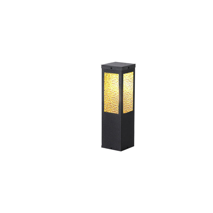Modern Minimalist Waterproof Metal & Glass Diamond-Textured Pillar 1-Light Outdoor Light For Garden & Outdoor Patio | Bowlift