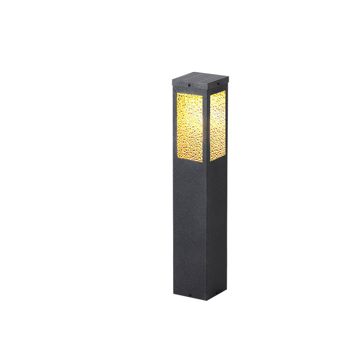 Modern Minimalist Waterproof Metal & Glass Diamond-Textured Pillar 1-Light Outdoor Light For Garden & Outdoor Patio | Bowlift