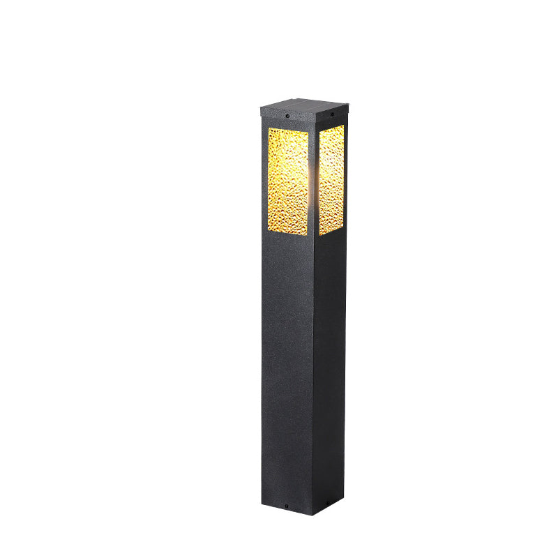 Modern Minimalist Waterproof Metal & Glass Diamond-Textured Pillar 1-Light Outdoor Light For Garden & Outdoor Patio | Bowlift