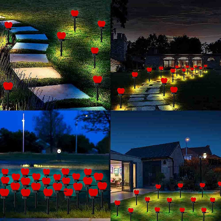 Modern Art Deco Solar Waterproof ABS Plastic & Nano Heart-Shaped Decorative LED Outdoor Light Landscape Lighting For Garden & Outdoor Patio | Bowlift
