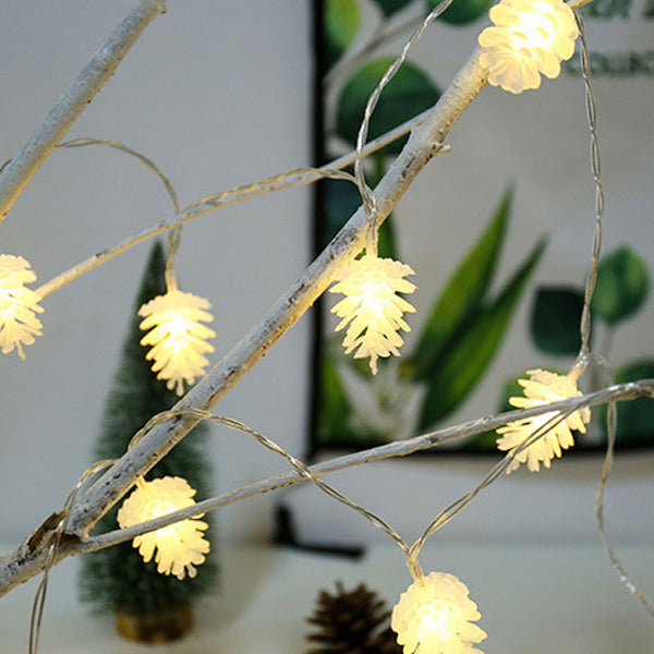 BowLift | Modern Art Deco Waterproof Solar Battery PVC Pinecone LED String Light For Garden & Outdoor Patio