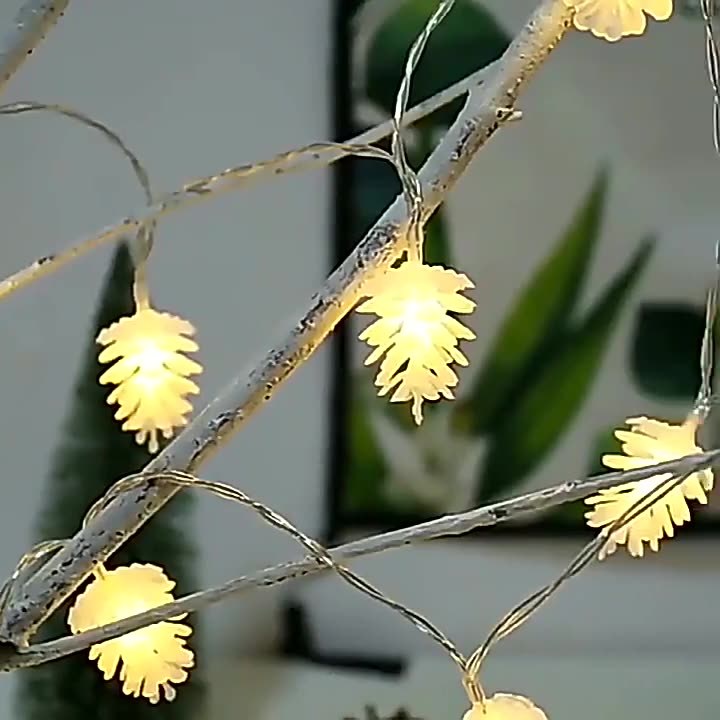 BowLift | Modern Art Deco Waterproof Solar Battery PVC Pinecone LED String Light For Garden & Outdoor Patio
