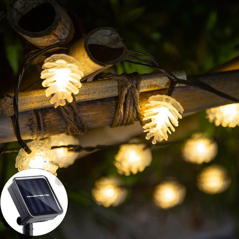 BowLift | Modern Art Deco Waterproof Solar Battery PVC Pinecone LED String Light For Garden & Outdoor Patio
