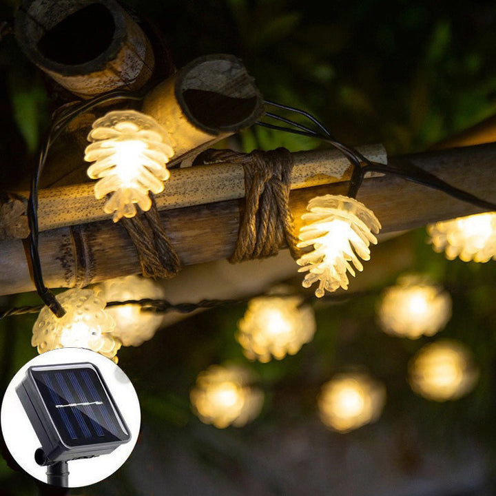 BowLift | Modern Art Deco Waterproof Solar Battery PVC Pinecone LED String Light For Garden & Outdoor Patio