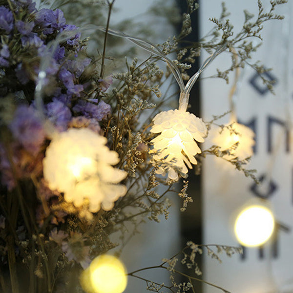 BowLift | Modern Art Deco Waterproof Solar Battery PVC Pinecone LED String Light For Garden & Outdoor Patio