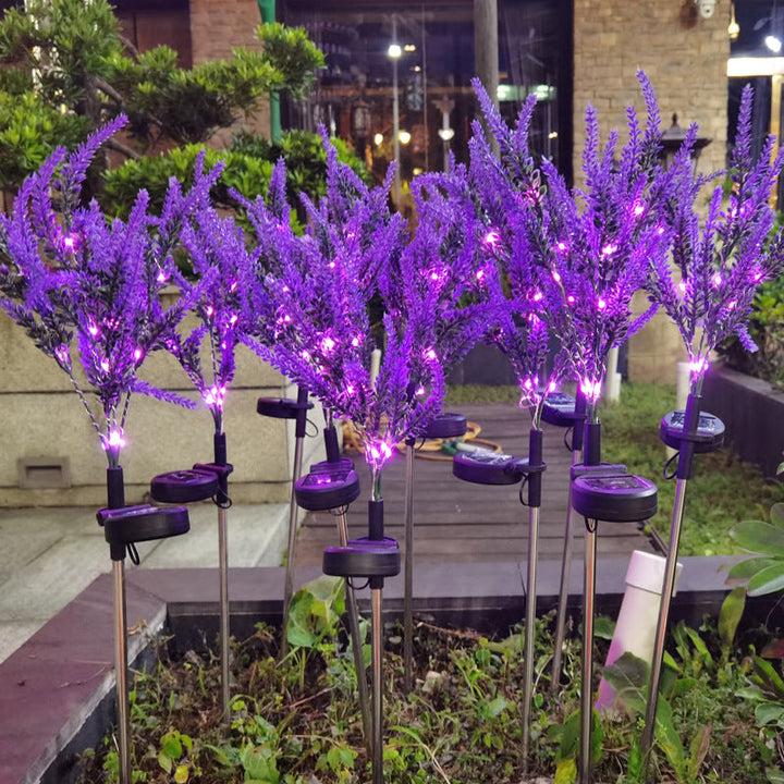 Modern Art Deco Solar Waterproof Stainless Steel PC & ABS Faux Lavender LED Outdoor Light Landscape Lighting For Garden & Outdoor Patio | Bowlift
