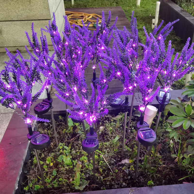 Modern Art Deco Solar Waterproof Stainless Steel PC & ABS Faux Lavender LED Outdoor Light Landscape Lighting For Garden & Outdoor Patio | Bowlift