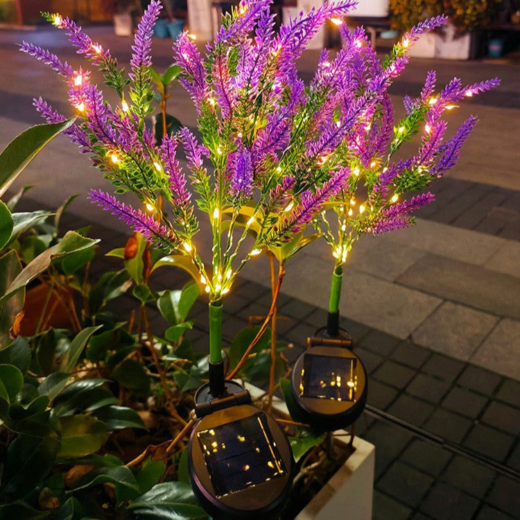 Modern Art Deco Solar Waterproof Stainless Steel PC & ABS Faux Lavender LED Outdoor Light Landscape Lighting For Garden & Outdoor Patio | Bowlift