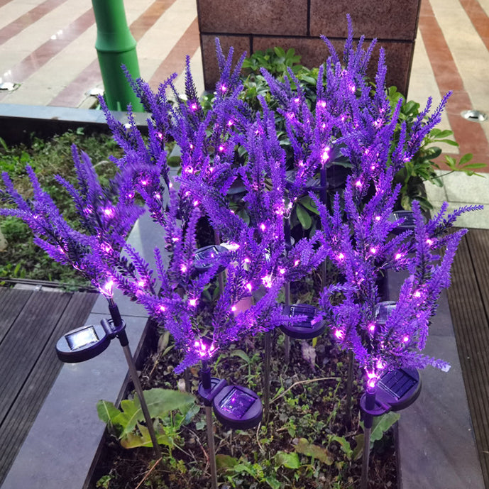 Modern Art Deco Solar Waterproof Stainless Steel PC & ABS Faux Lavender LED Outdoor Light Landscape Lighting For Garden & Outdoor Patio | Bowlift