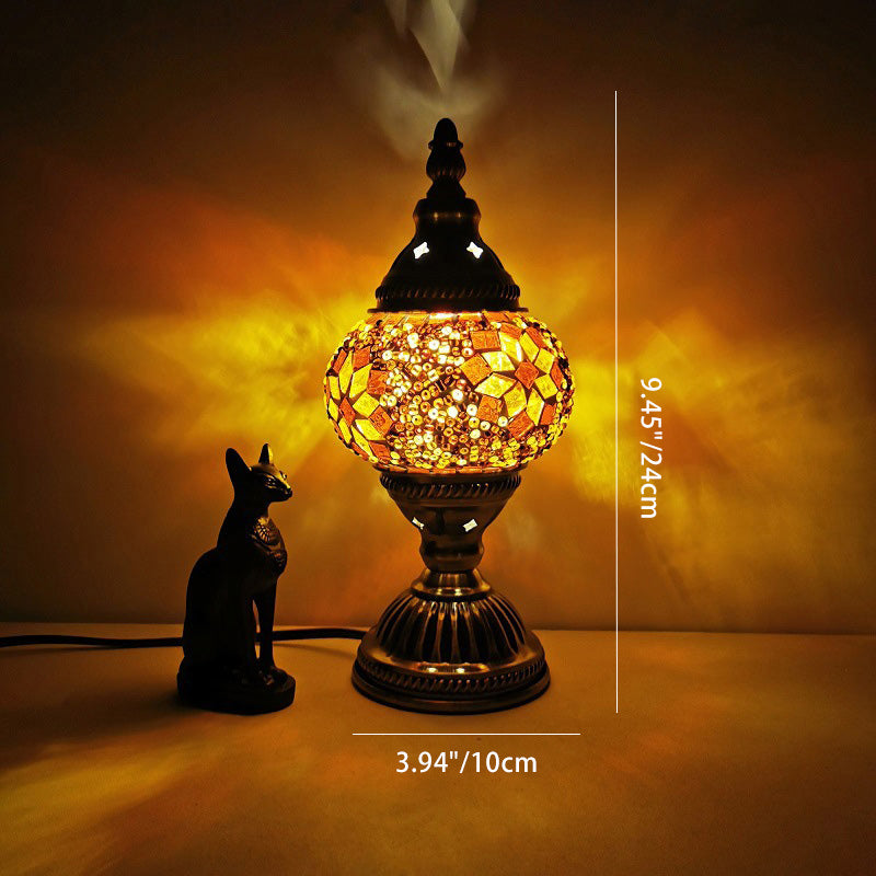 BowLift | Traditional Tiffany Oval Glass Iron 1-Light Table Lamp for the Living Room