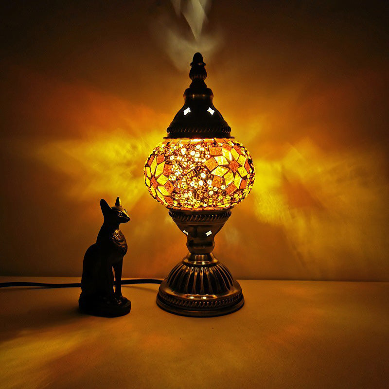 BowLift | Traditional Tiffany Oval Glass Iron 1-Light Table Lamp for the Living Room
