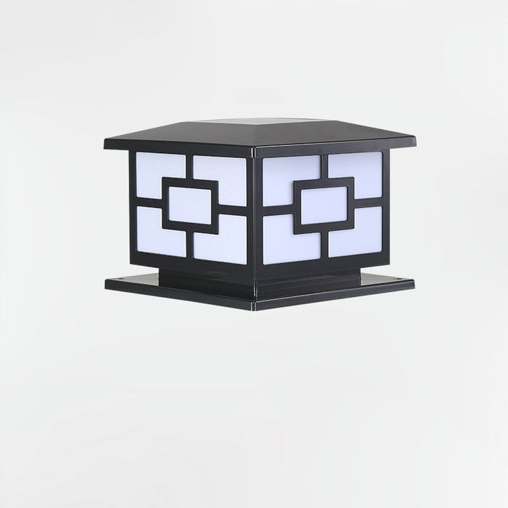 Contemporary Industrial ABS Cube LED Waterproof Solar Post Lamp For Outdoor Patio | Bowlift