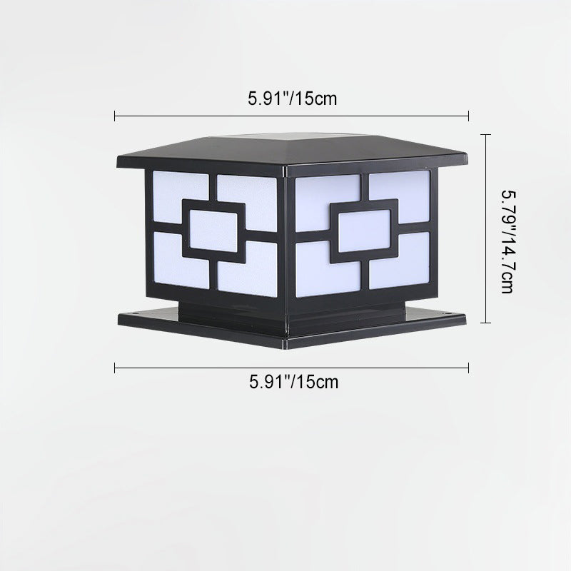Contemporary Industrial ABS Cube LED Waterproof Solar Post Lamp For Outdoor Patio | Bowlift