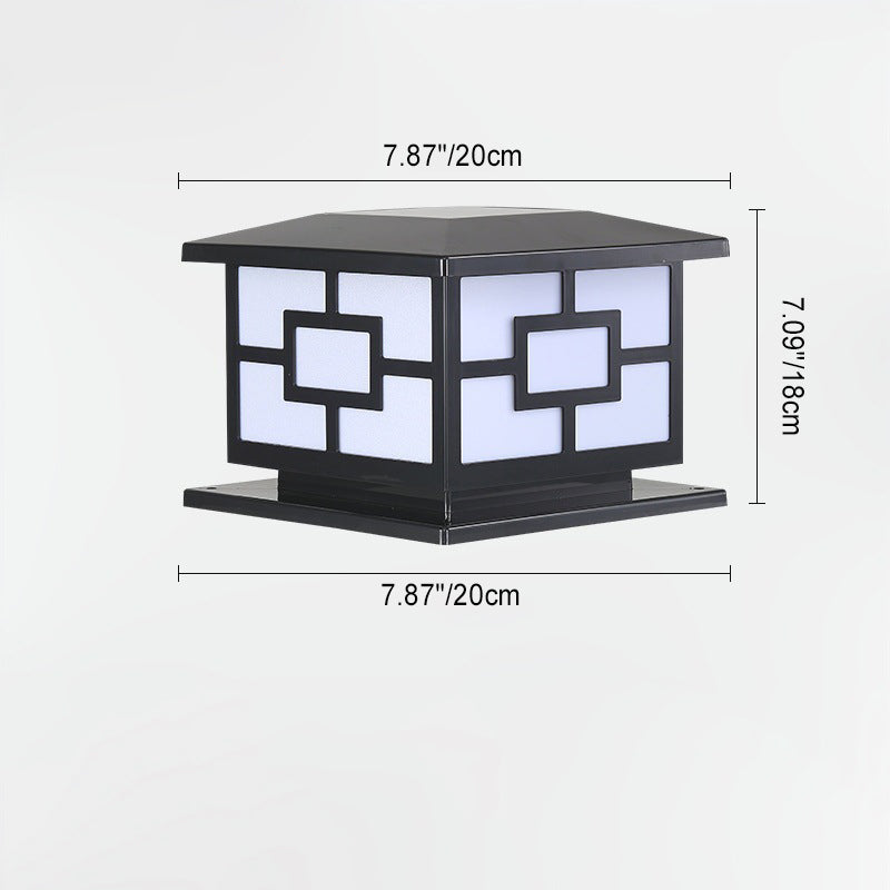 Contemporary Industrial ABS Cube LED Waterproof Solar Post Lamp For Outdoor Patio | Bowlift