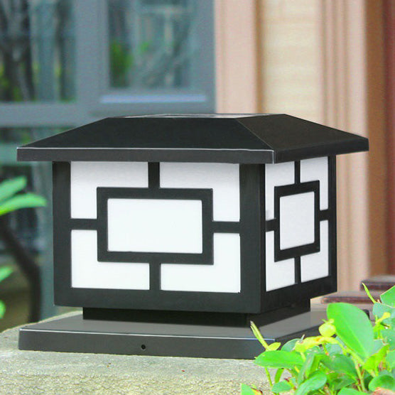 Contemporary Industrial ABS Cube LED Waterproof Solar Post Lamp For Outdoor Patio | Bowlift