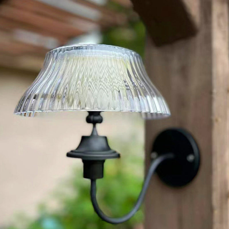 Modern Minimalist Round Half Ball Curved Pole Iron ABS LED Outdoor Wall Sconce Lamp For Garden | Bowlift