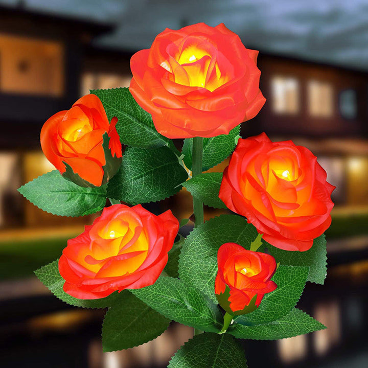 Modern Art Deco Solar Waterproof Rose Plastic Stainless Steel LED Ground Plug Outdoor Light For Garden | Bowlift