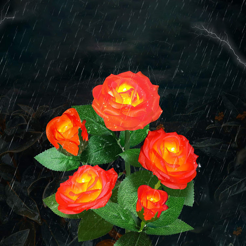 Modern Art Deco Solar Waterproof Rose Plastic Stainless Steel LED Ground Plug Outdoor Light For Garden | Bowlift