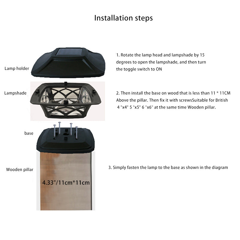 Modern Simplicity Square Plastic LED Post Head Light Outdoor Light For Garden | Bowlift