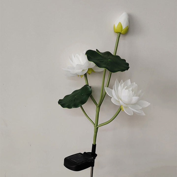 Contemporary Creative Lotus Flower Lotus Leaf Silk Cloth Stainless Steel LED Landscape Light Outdoor Light For Garden | Bowlift