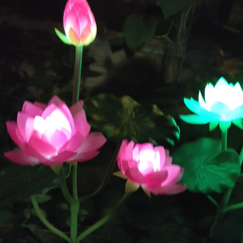 Contemporary Creative Lotus Flower Lotus Leaf Silk Cloth Stainless Steel LED Landscape Light Outdoor Light For Garden | Bowlift