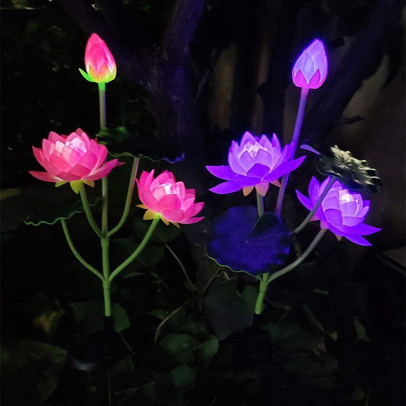 Contemporary Creative Lotus Flower Lotus Leaf Silk Cloth Stainless Steel LED Landscape Light Outdoor Light For Garden | Bowlift