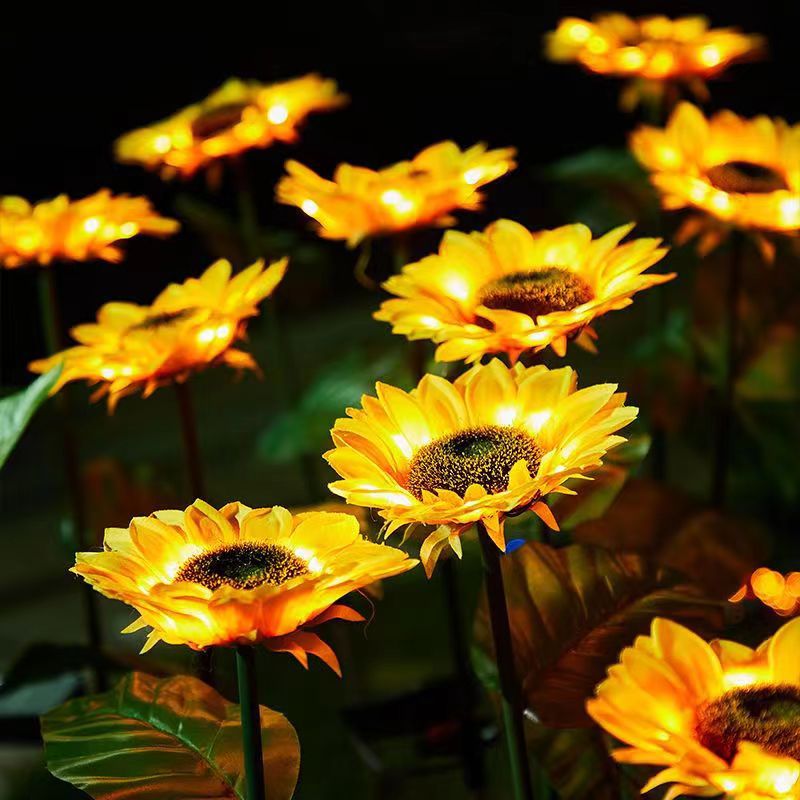 Contemporary Creative Solar Waterproof Sunflower Silk Stainless Steel LED Landscape Light Outdoor Light For Garden | Bowlift