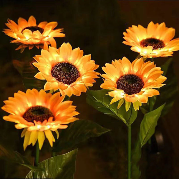 Contemporary Creative Solar Waterproof Sunflower Silk Stainless Steel LED Landscape Light Outdoor Light For Garden | Bowlift