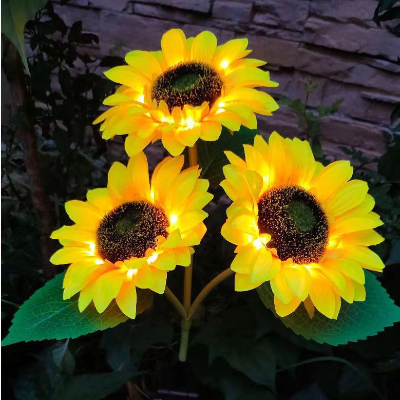 Contemporary Creative Solar Waterproof Sunflower Silk Stainless Steel LED Landscape Light Outdoor Light For Garden | Bowlift