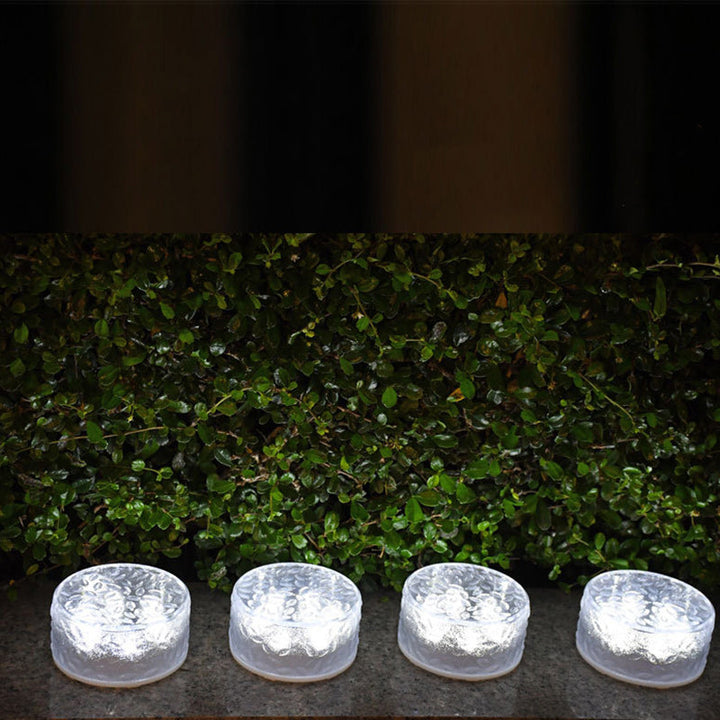 Modern Minimalist Solar Round Ice Brick Shape Acrylic LED Outdoor Light For Garden | Bowlift