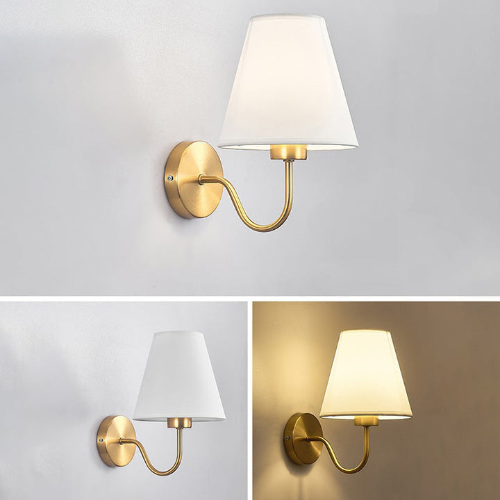BowLift | Contemporary Nordic Round Curved Rod Iron Fabric Shade 1-Light Wall Light Lamp for Living Room
