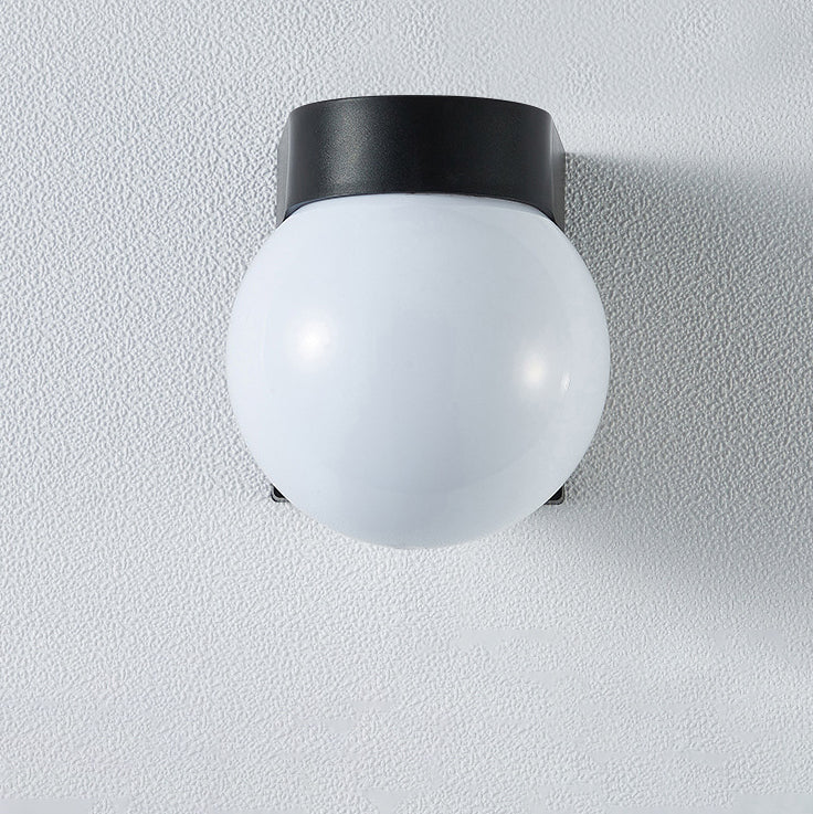 Modern Simplicity Waterproof Orb Polycarbonate Acrylic 1-Light Wall Sconce Lamp For Outdoor Patio | Bowlift