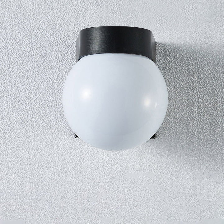 Modern Simplicity Waterproof Orb Polycarbonate Acrylic 1-Light Wall Sconce Lamp For Outdoor Patio | Bowlift