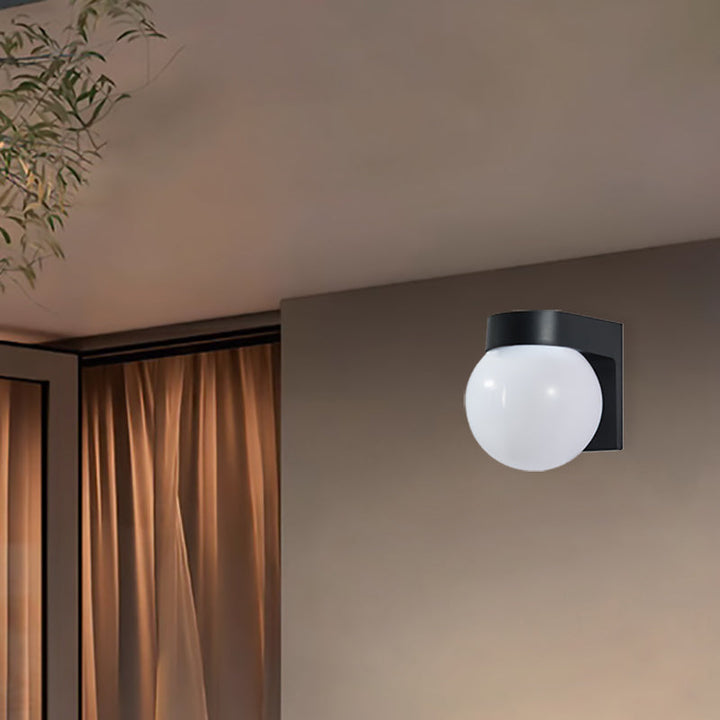 Modern Simplicity Waterproof Orb Polycarbonate Acrylic 1-Light Wall Sconce Lamp For Outdoor Patio | Bowlift